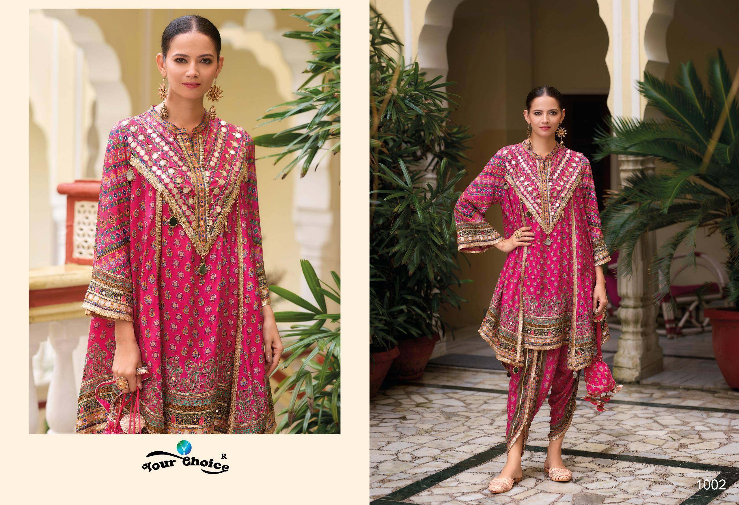 KIKO By Your Choice 1001 to 1002 Series Designer Festive Suits Collection Beautiful Stylish Fancy Colorful Party Wear & Occasional Wear Heavy Chinon Dresses At Wholesale Price